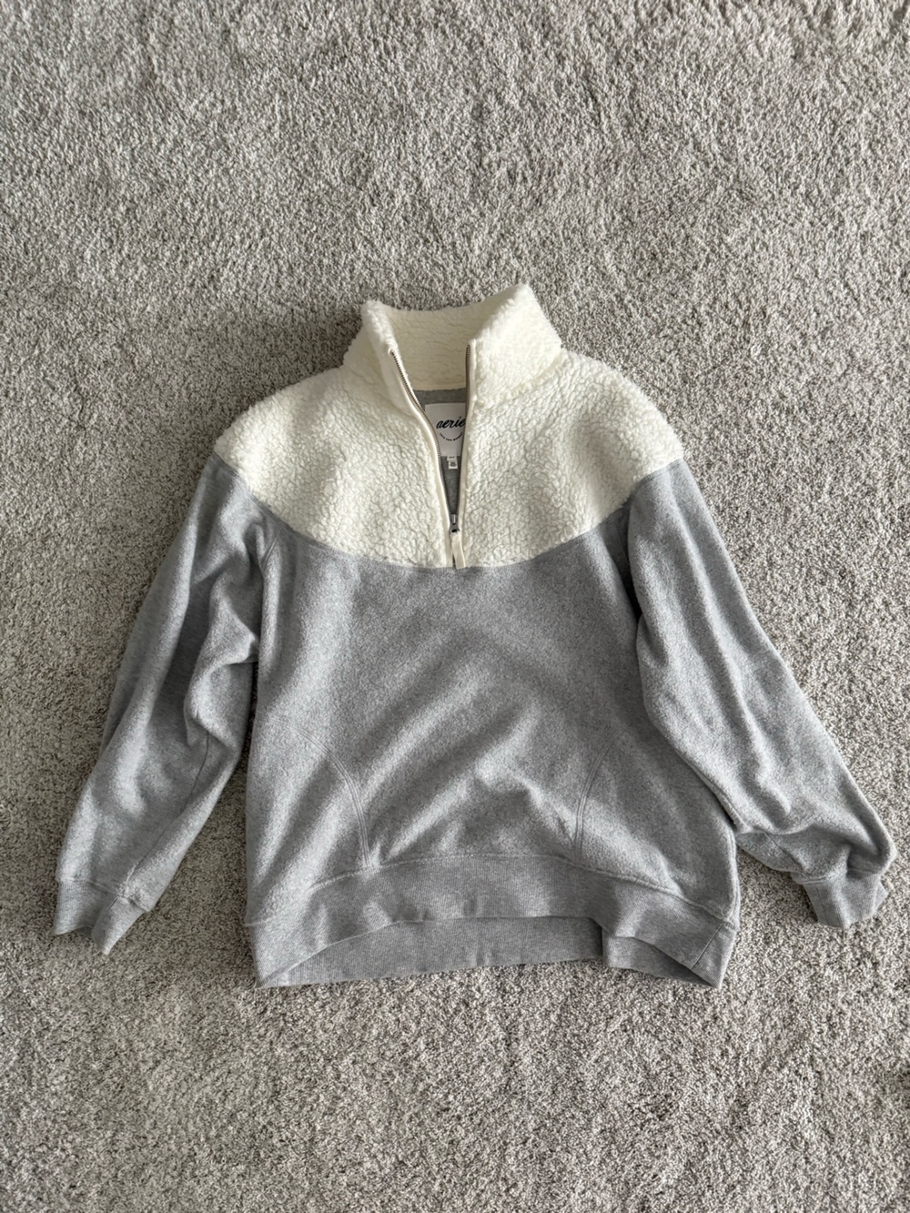 Aerie gray fleece quarter zip